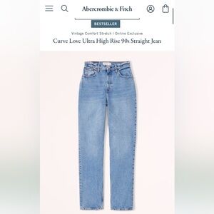 Abercrombie High Rise Blue Denim Jeans with Relaxed Fit size 32 NWT